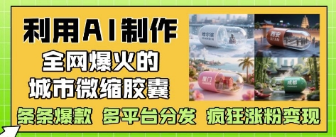 利用AI制作全网爆火的城市微缩胶囊，条条爆款， 多平台分发，疯狂涨粉变现-川川创富网