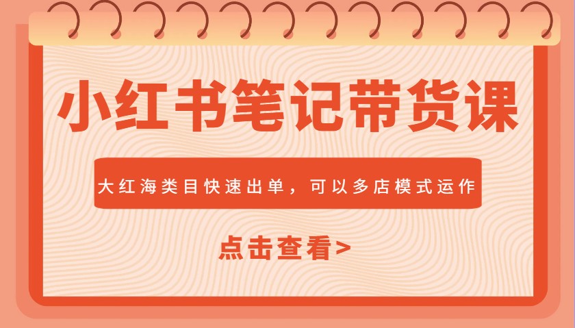 小红书笔记带货课，大红海类目快速出单，市场大，可以多店模式运作(更新)-川川创富网