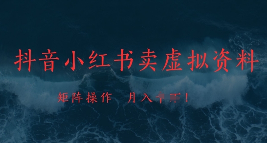抖音小红书卖虚拟资料，市场需求一直存在，矩阵操作，月入1w+-川川创富网