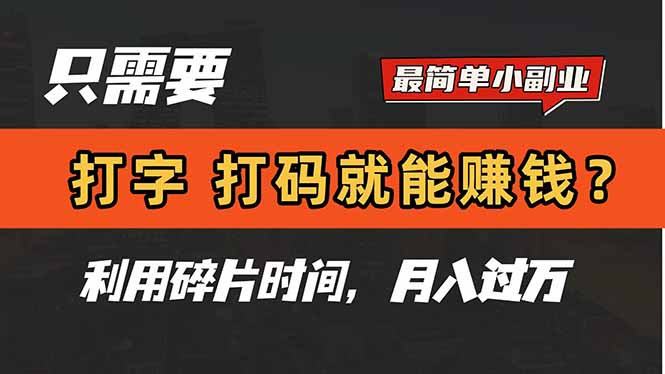 只需要打字，打码，就能赚钱？简单的赚钱小副业，利用碎片时间，月入过万-川川创富网
