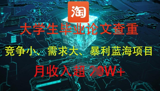 大学生毕业论文查重，暴利蓝海项目，月收入过1W+-川川创富网