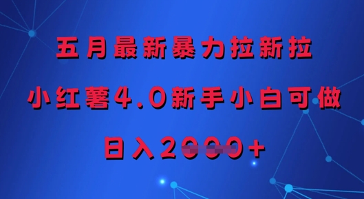 五月最新暴力拉新拉，小红薯4.0新手小白可做，日入多张-川川创富网