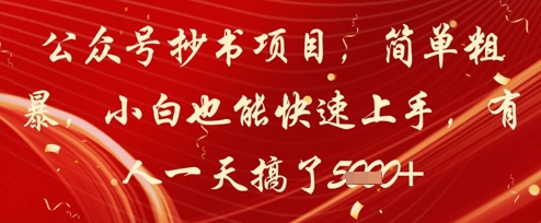 公众号抄书项目，简单粗暴，小白也能快速上手，有人一天搞了1k+-川川创富网