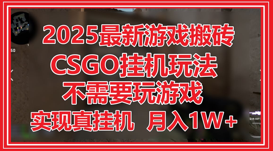 2025最新游戏搬砖，CSGO挂机，不需要玩游戏，实现真挂机，月入1W+-川川创富网