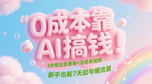 0成本靠AI搞钱！3步做出反差萌+治愈系视频，新手也能7天起号爆流量-川川创富网