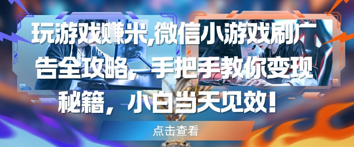 玩游戏挣米，微信小游戏刷广告全攻略，手把手教你变现秘籍，小白当天见效-川川创富网