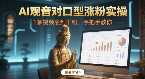AI观音对口型涨粉实操，1条视频涨到千粉，手把手教你-川川创富网