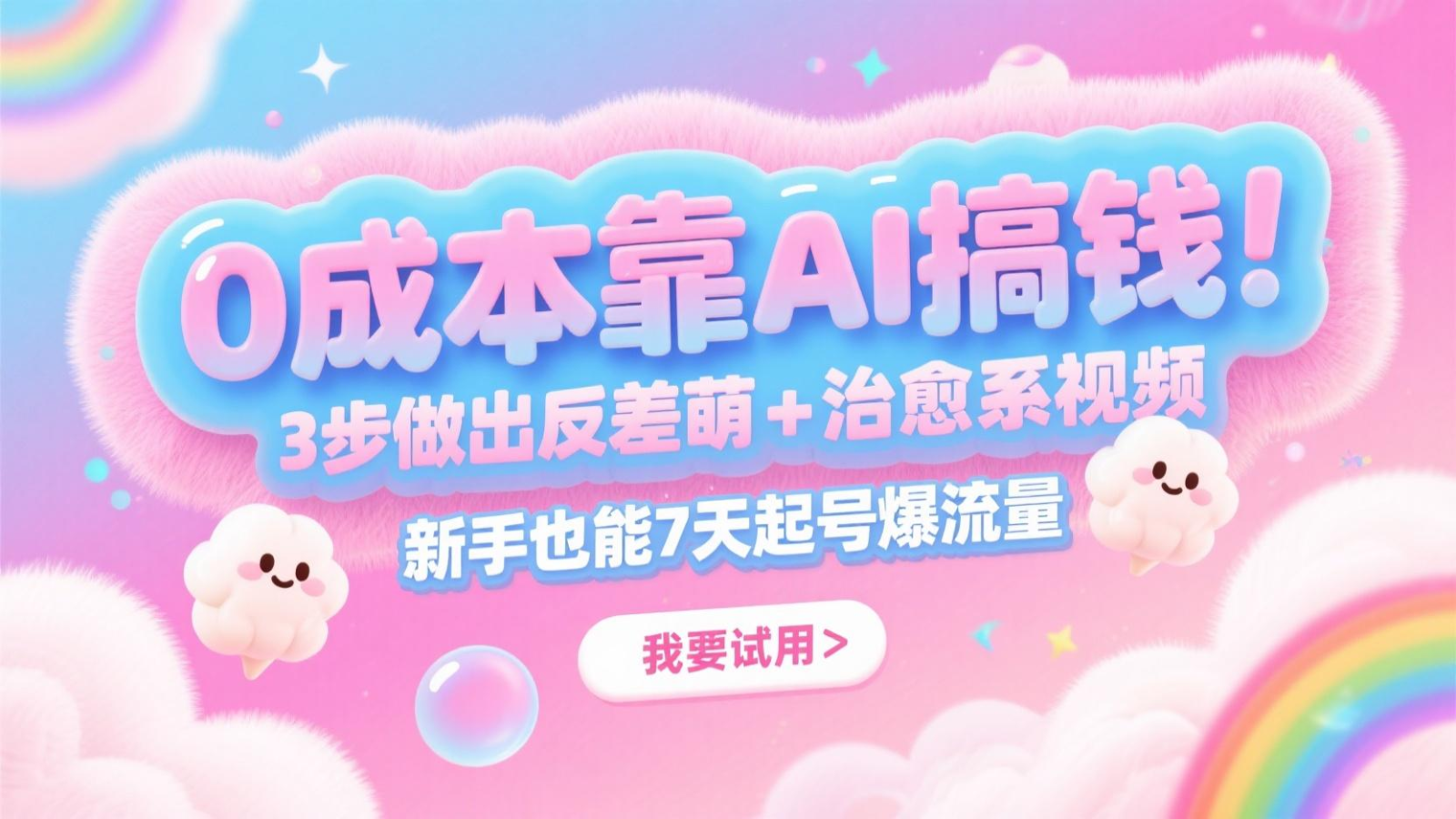 0成本靠AI搞钱！3步做出反差萌+治愈系视频，新手也能7天起号爆流量，月入5位数-川川创富网