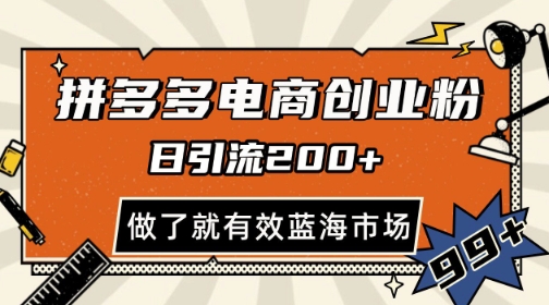 拼多多引流电商创业粉，日引200+，可矩阵放大，做了就有效【揭秘】-川川创富网