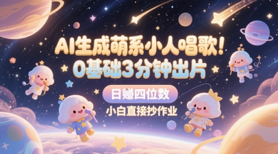 AI生成萌系小人唱歌，0基础3分钟出片，28个作品涨粉8.9W，单条最高19W赞，日入四位数，小白直接抄作业-川川创富网