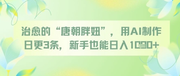 治愈的“唐朝胖妞”，用AI制作日更3条，新手也能日入多张-川川创富网