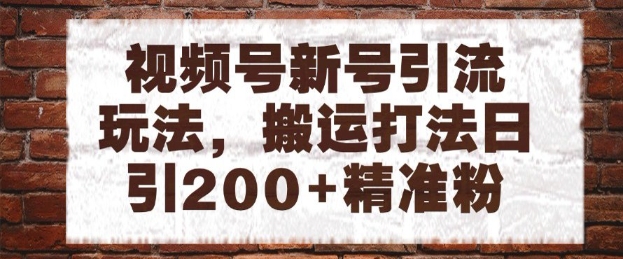 视频号新号引流玩法，搬运打法日引200+精准粉，可矩阵放大【揭秘】-川川创富网
