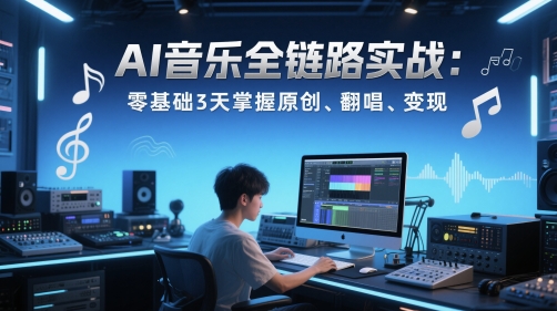 AI音乐全链路实战变现课：零基础3天掌握原创、翻唱、变现-川川创富网