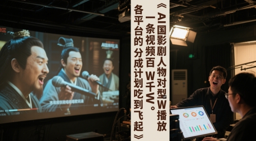 AI三国影视剧人物对口型唱歌玩法，一条视频百W千W播放，各平台的分成计划吃到飞起-川川创富网