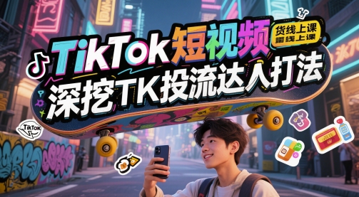 TikTok短视频带货线上课，深挖TK投流达人打法-川川创富网