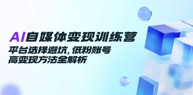 AI自媒体变现训练营，平台选择避坑，低粉账号高变现方法全解析-川川创富网