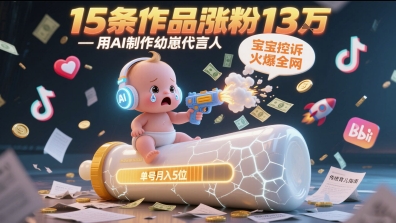 用AI制作幼崽代言人，宝宝的控诉火爆全网，15条作品涨粉13W，单号月入5位数实操教程-川川创富网