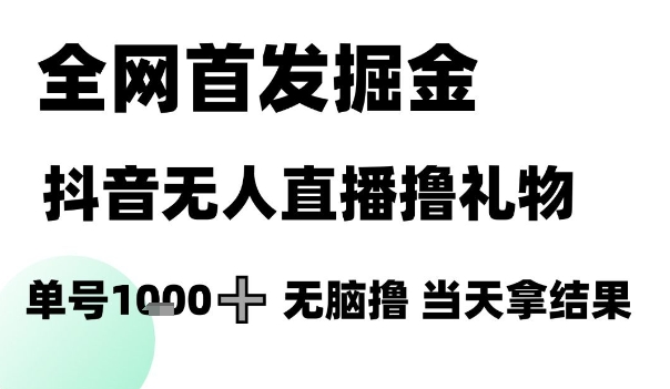 全网首发掘金抖音无人直播撸礼物，单号1k +无脑撸，当天拿结果【揭秘】-川川创富网