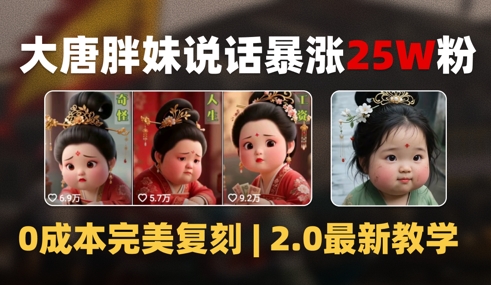 AI大唐胖贵妃说话2.0，40条视频暴涨40w粉，附独家变现攻略-川川创富网
