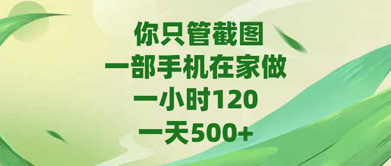 你只管截图，一部手机在家做，一小时120，-天500+-川川创富网