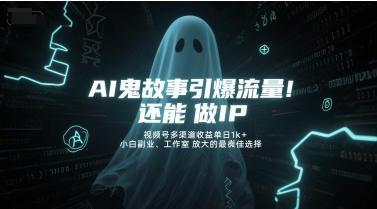 AI鬼故事引爆流量，还能做IP，视频号多渠道收益单日1k+，小白副业、工作室放大的最佳选择-川川创富网
