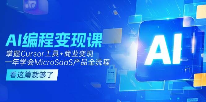 AI编程变现课：掌握Cursor工具+商业变现，一年学会MicroSaaS产品全流程-川川创富网