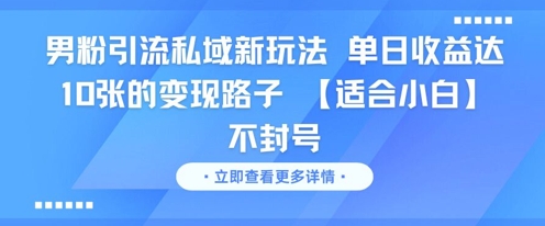 男粉引流私域新玩法，单日收益达10张的变现路子 【适合小白】不封号-川川创富网