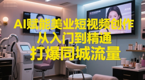 AI赋能美业短视频创作，从入门到精通，打爆同城流量，超级AI工具短视频实操落地-川川创富网