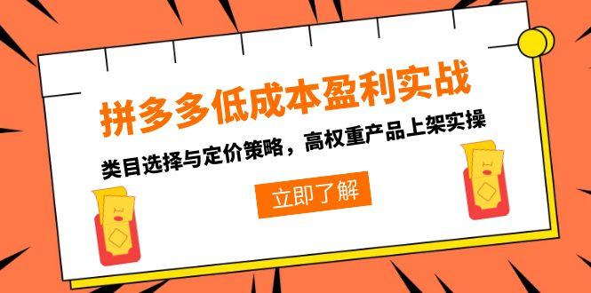 拼多多低成本盈利实战，类目选择与定价策略，高权重产品上架实操-川川创富网