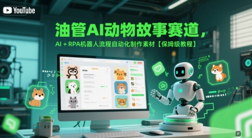 油管AI动物故事赛道，AI+RPA机器人流程自动化制作素材【保姆级教程】-川川创富网