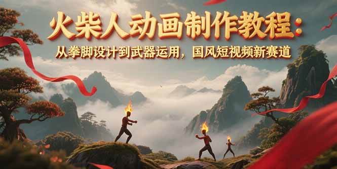 火柴人动画制作教程：从拳脚设计到武器运用，国风短视频新赛道-川川创富网