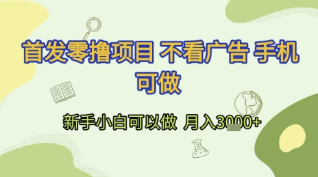 首发零撸项目 不看广告 手机可做 新手小白可以做  月入3k+【揭秘】-川川创富网