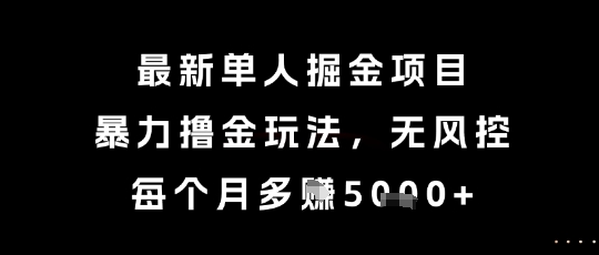 最新单人掘金项目，暴力撸金玩法，无风控，每个月多挣5k+【揭秘】-川川创富网