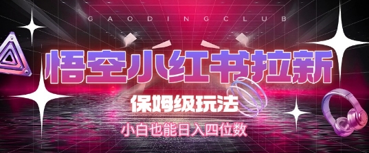 悟空小红书拉新，保姆级玩法，小白也能日入四位数-川川创富网