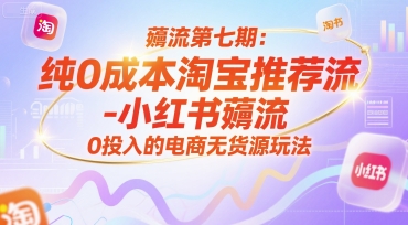薅流第七期：纯0成本淘宝推荐流-小红书薅流最新版目，0投入的电商无货源玩法(附赠往期)-川川创富网