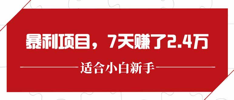 最新暴利项目，每单收益轻松在300以上，7天赚了2.4万-川川创富网