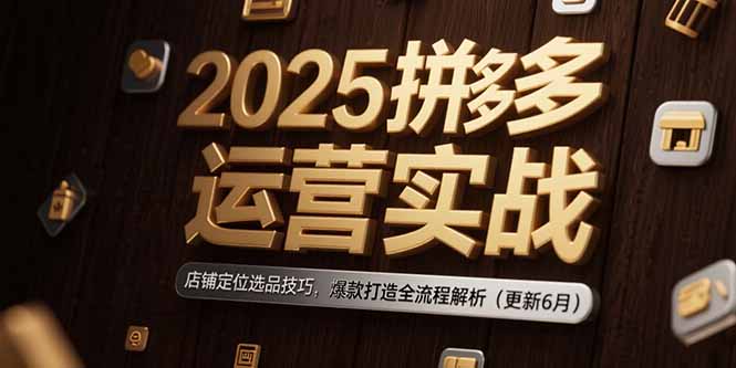2025拼多多运营实战：店铺定位选品技巧，爆款打造全流程解析(更新6月-川川创富网