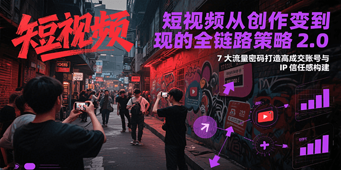 短视频从创作到变现的全链路策略2.0，7大流量密码构建IP信任感打造高成交账号-川川创富网