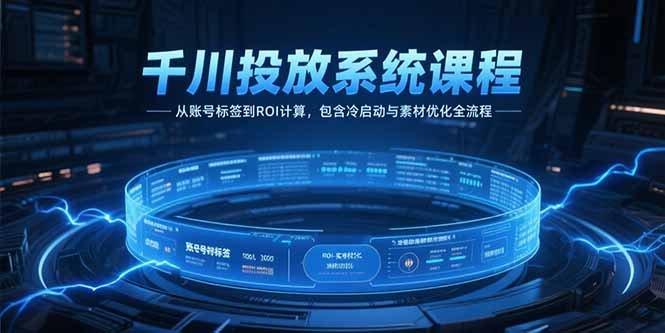 千川投放系统课程，从账号标签到ROI计算，包含冷启动与素材优化全流程-川川创富网