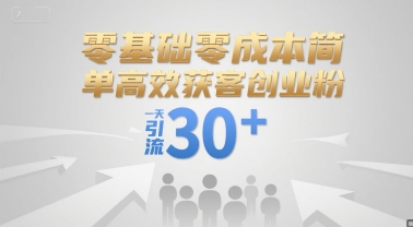 零基础零成本简单高效获客创业粉，一天引流30+-川川创富网