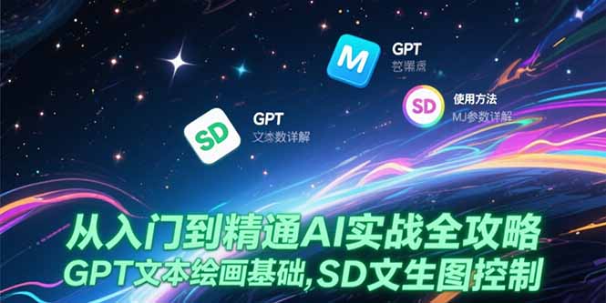 从入门到精通AI实战全攻略，GPT文本绘画基础，MJ参数详解，SD文生图控制-川川创富网