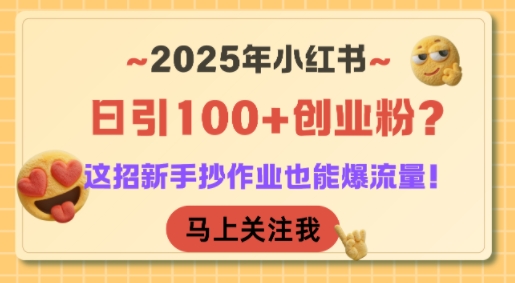 2025年小红书日引100+创业粉？这招新手抄作业也能爆流量！-川川创富网