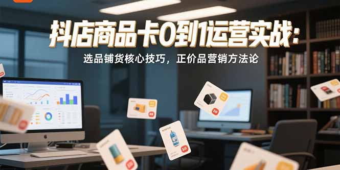 抖店商品卡0到1运营实战：选品铺货核心技巧，正价品营销方法论-川川创富网