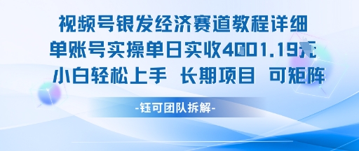 视频号银发经济赛道单账号实操单日实收1k+，小白轻松上手长期项目-川川创富网