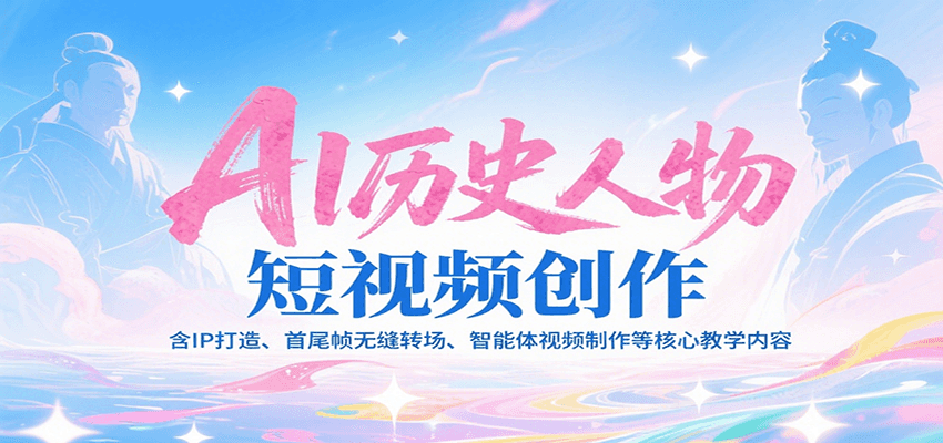AI历史人物短视频创作，含IP打造、首尾帧无缝转场、智能体视频制作等核心教学内容-川川创富网