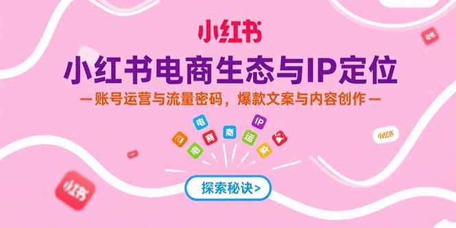 小红书电商生态与IP定位，账号运营与流量密码，爆款文案与内容创作-川川创富网