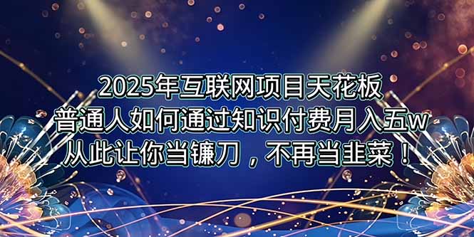 2025年互联网项目天花板，普通人如何通过卖项目实现逆风翻盘，月入5W＋！-川川创富网