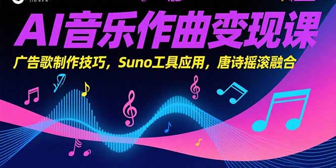 AI音乐作曲变现课，广告歌制作技巧，Suno工具应用，唐诗摇滚融合-川川创富网
