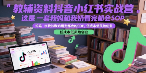 教辅资料抖音小红书实战营，这是一套我妈和我奶看完都会的SOP，低成本低风险创业(更新)-川川创富网