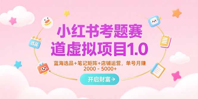 小红书考题赛道虚拟项目1.0，蓝海选品+笔记矩阵+店铺运营，单号月赚5000+-川川创富网